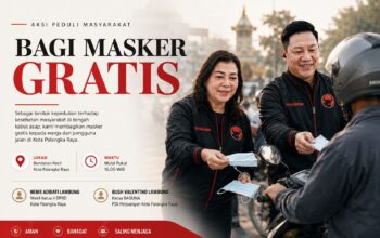 Peduli Warga di Tengah Kabut Asap, PDI Perjuangan Palangka Raya Bagikan Masker Gratis