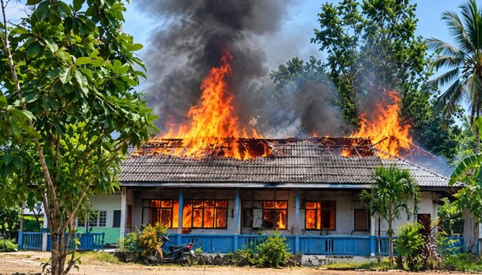 Tiga Ruang Kelas SDN 1 Pangkut Terbakar